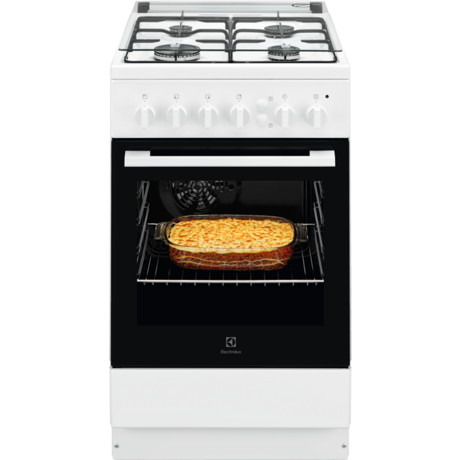 Aragaz Electrolux LKG504000W, Gaz, 4 Arzatoare, Grill, Autocuratare catalitica, Aprindere Electrica, Siguranta gaz, 50x60 cm, Alb