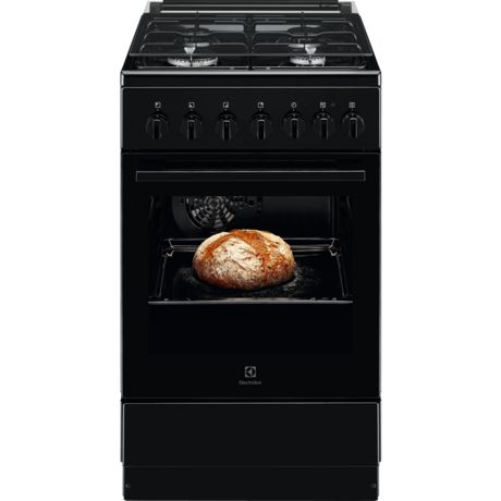 Aragaz mixt Electrolux LKK520002K, 4 Arzatoare gaz, Grill, Cuptor electric 54 L, 50x60 cm, Negru
