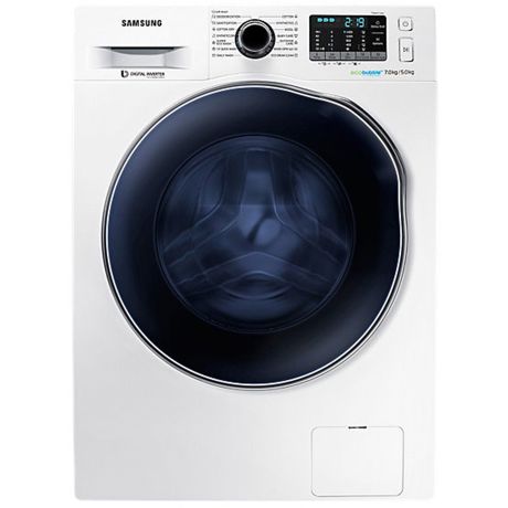 Masina de spalat rufe cu uscator Samsung Crystal Blue Eco Bubble WD70J5A10AW, 7kg/4kg, 1400 RPM, Display, Inverter, Alb
