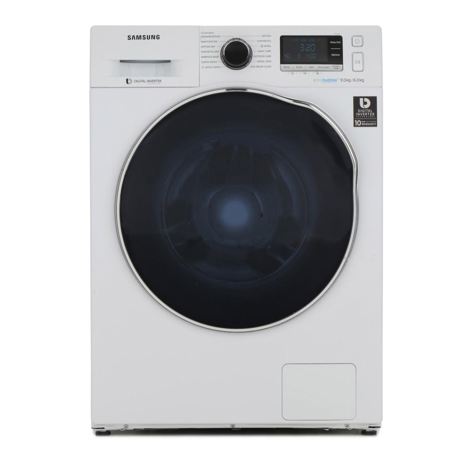 Masina de spalat rufe cu uscator Samsung Crystal Blue Eco Bubble WD90J6A10AW, 9kg/6kg, 1400 RPM, Display, Inverter, Alb