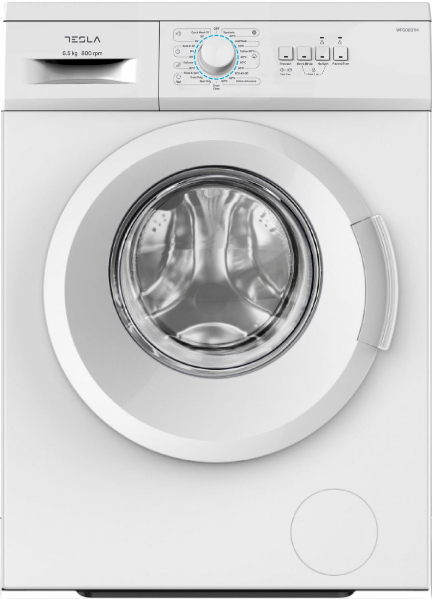 Masina de spalat rufe Tesla WF60831M, 6.5 kg, 800 rpm, 23 programe, Sistem siguranta copii, Slim, Alb