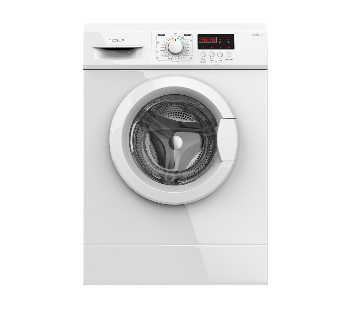 Masina de spalat rufe Tesla WF61061M, 6.5 kg, 1000 rpm, 23 programe, Sistem siguranță copii, Display LED, Slim, Alb