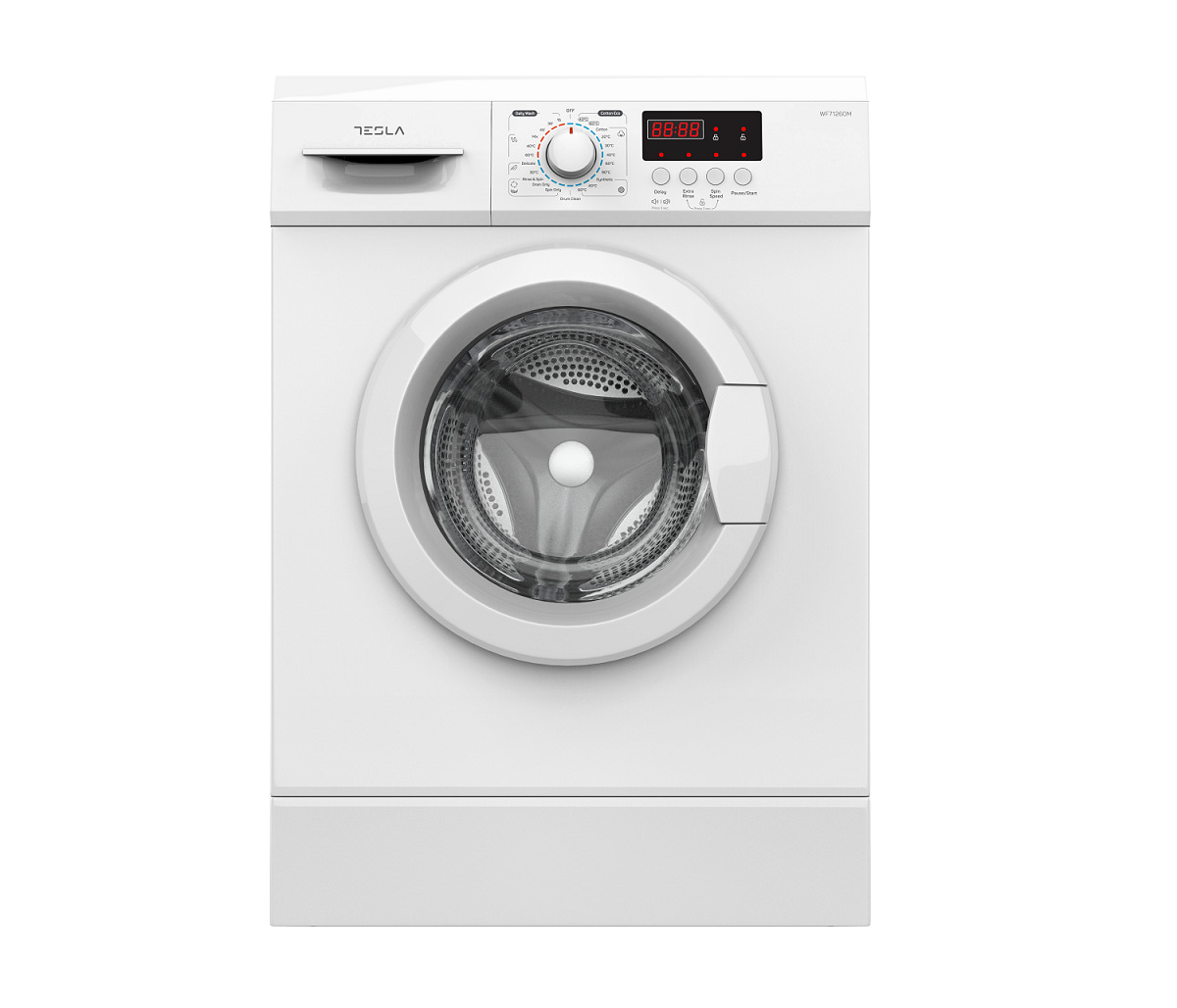 Masina de spalat rufe Tesla WF71260M, 7 kg, 1200 rpm, 23 programe, Sistem siguranță copii, Display LED, Slim, Alb