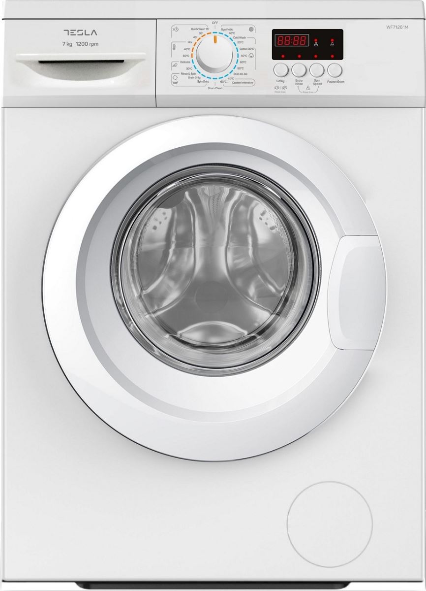 Masina de spalat rufe Tesla WF71261M, 7 kg, 1200 rpm, 23 programe, Sistem siguranta copii, Display LED, Slim, Alb