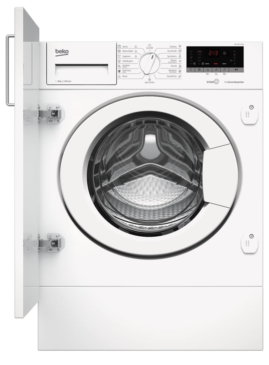 Masina de spalat rufe incorporabila Beko WITV8712X0W, 8Kg, 1400rpm, SteamCure, Display, AddXtra, Alb