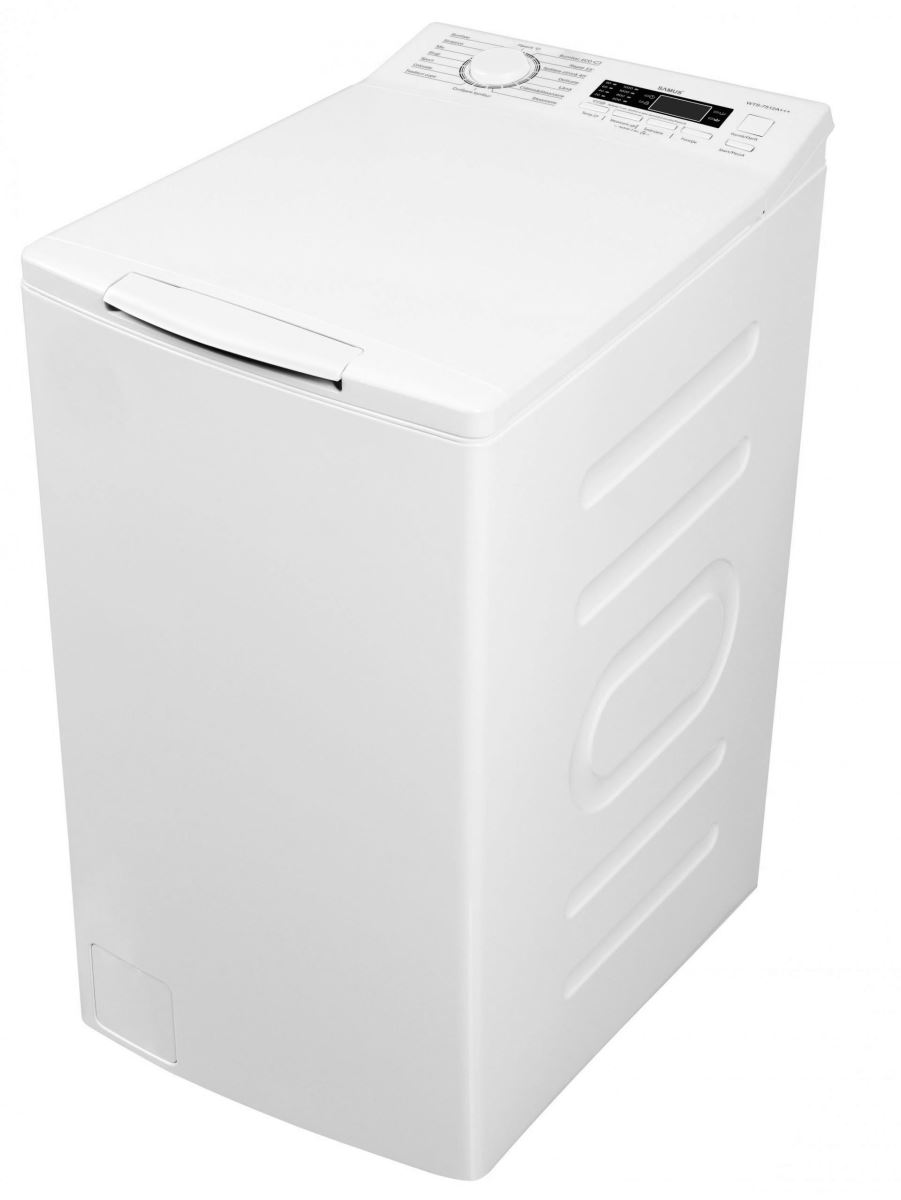 Masina de spalat rufe cu incarcare verticala Samus WTS-7512A+++, 7.5 kg, 1200 rpm, 16 programe, Blocare acces copii, Afişaj LED, Alb