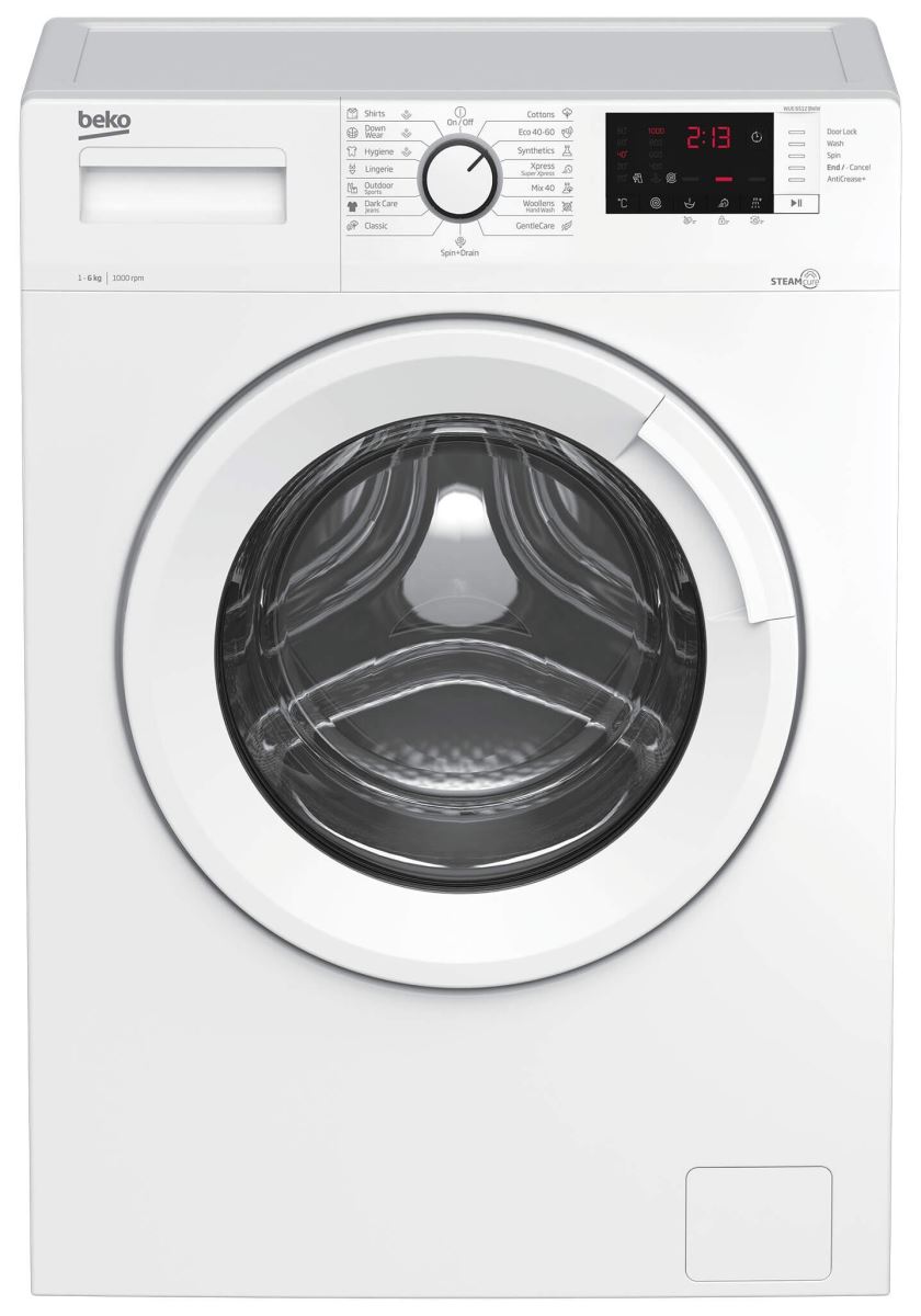 Masina de spalat rufe Beko WUE6512BWW, 6 kg, 1000 rpm, 15 programe, SteamCure, Child Lock, Alb