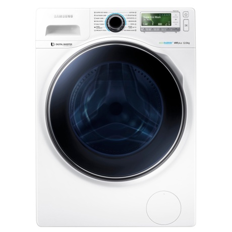 Masina de spalat rufe Samsung Crystal Blue WW12H8400EW, Eco Buble, 12 kg, 1400 RPM, Inverter, Display Lcd Color, VRT Plus, Alba