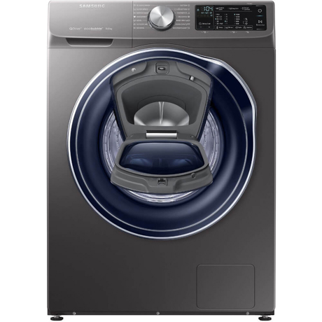 Masina de spalat rufe Samsung WW90M644OPX, 9 kg, 1400 RPM, QuickDrive™, Eco Bubble™, Display LED, Motor Digital Inverter, Argintiu, Ușă Crystal Gloss