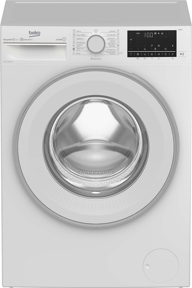 Masina de spalat rufe Beko B3WFU7704WB, 7 KG, 1000 rpm, 15 programe, SteamCure, HomeWhiz prin BlueTooth, AddXtra, Alb