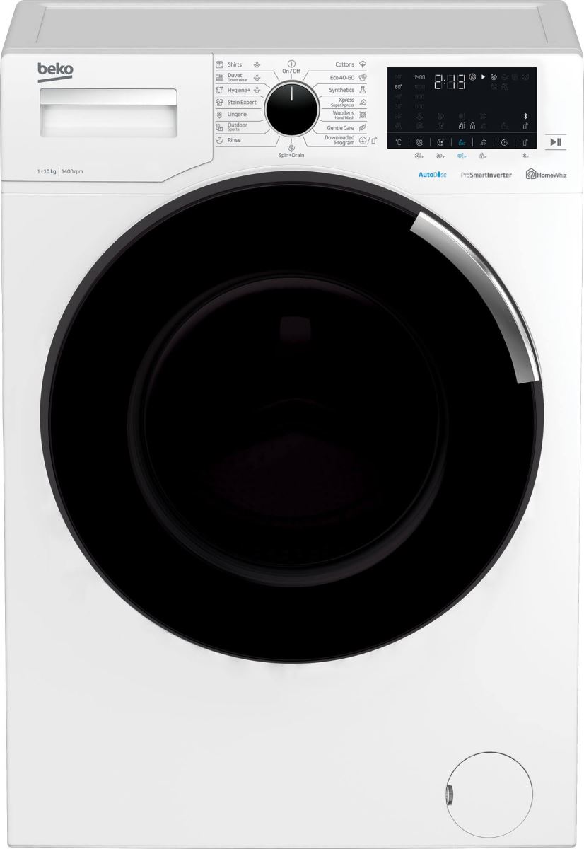 Masina de spalat rufe Beko WTV10746XDW, 10 kg, 1400 rpm, 15 programe, SteamCure, AutoDose, HomeWhiz prin BlueTooth, AddXtra, Motor ProSmart ™ Inverter, Alb