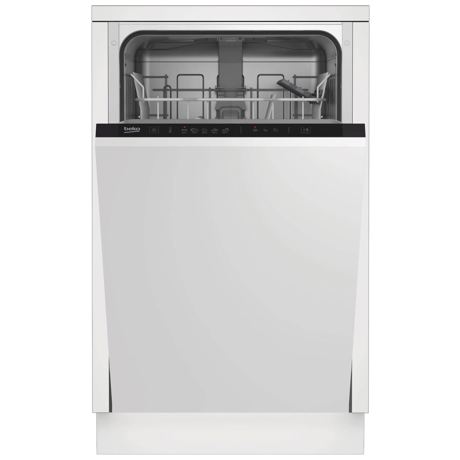 Masina de spalat vase Beko DIS15014, Incorporabila, 10 seturi, 5 programe, Display LED, Incarcare la jumatate, 45 cm