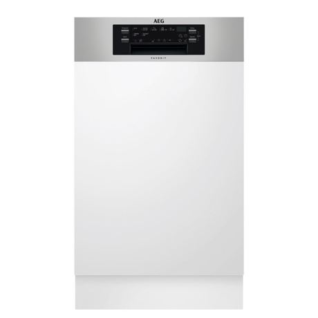 Masina de spalat vase AEG FEE63400PM, Partial incorporabila, 45 cm, 9 seturi, 7 programe, ProClean, AirDry, Motor Inverter, Display electronic, Inox