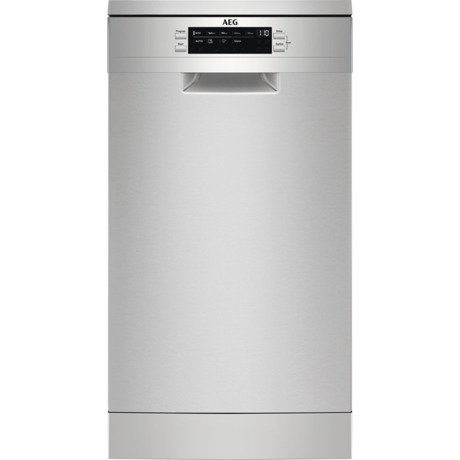 Masina de spalat vase AEG FFB73517ZM, Independenta, 10 seturi, AirDry, 9 programe, Sertar MaxiFlex, Motor Inverter, Display, 45 cm, Inox