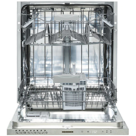 Masina de spalat vase Heinner HDW-BI6092TE++, Total incorporabila, 12 seturi, 9 programe, Control electronic, Incarcare la jumatate, 60 cm