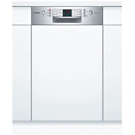 Masina de spalat vase Bosch Serie 4 SPI46MS01E SuperSilence, Partial incorporabila, 45 cm, 10 seturi, 6 programe, VarioSpeed Plus, Panel comanda inox