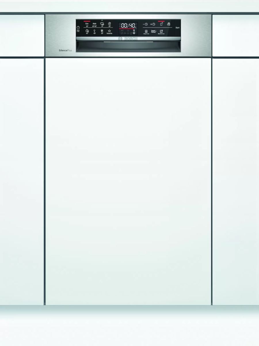 Mașina de spălat vase partial încorporabilă Bosch SPI6EMS23E, 10 seturi, 8 programe, PiezoTouchControl, Sertar tacâmuri VarioPro, Wi-Fi, 45 cm