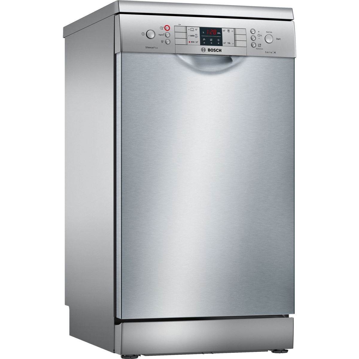 Masina de spalat vase Bosch Serie 4 SPS45MI02E Silence Plus, Independenta, 45 cm, 10 seturi, 5 programe, VarioSpeed Plus, HygienePlus, ExtraDry, Inox antiamprenta/Silver