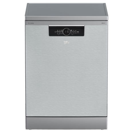 Masina de spalat vase Beko BDFN36530XC, Independenta, 15 seturi, 6 programe, Incarcare la jumatate, Display LCD, Sertar tacamuri, 60 cm, Pearl Inox/silver