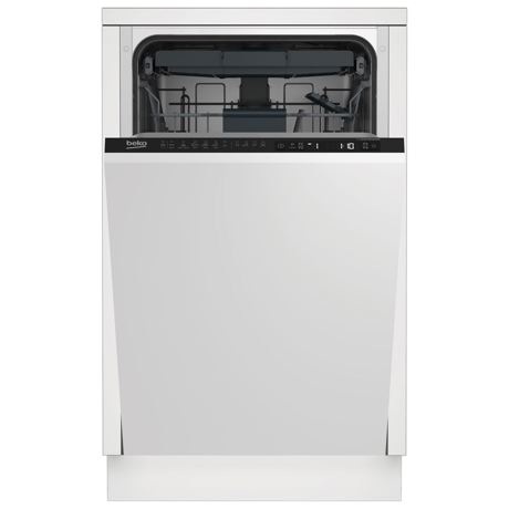 Masina de spalat vase Beko DIS26120, Incorporabila, 11 seturi, 6 programe, Incarcare la jumatate, Fast+, Display LCD, Sertar tacamuri, 45 cm