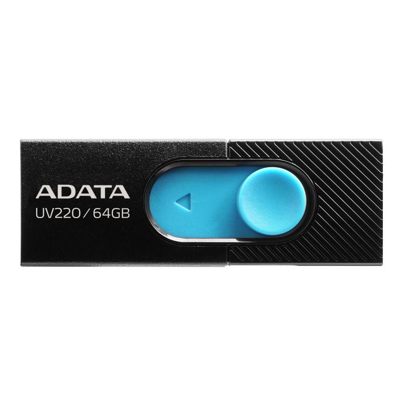 Memorie USB Flash Drive ADATA UV220 64GB, black/blue retail, USB 2.0