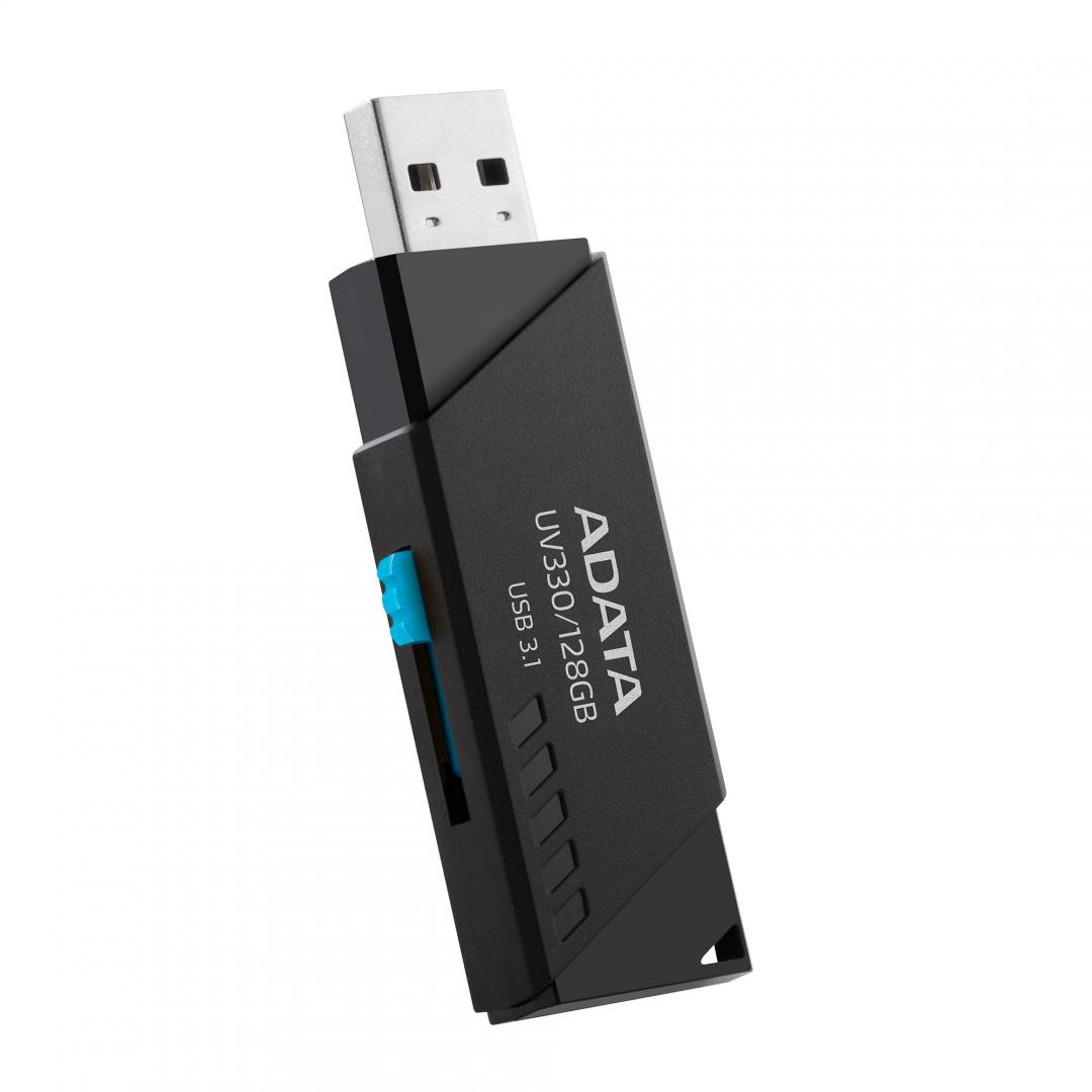 Memorie USB Flash Drive ADATA 128GB, UV330, USB3.1, retractabil, negru