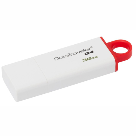 Kingston DataTraveler DTIG4 Flash Drive, 32 GB, USB 3.0, alb-rosu