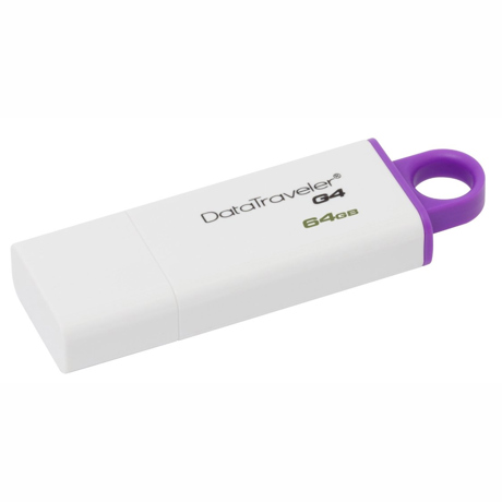 Kingston DataTraveler DTIG4 Flash Drive, 64 GB, USB 3.0, alb-violet