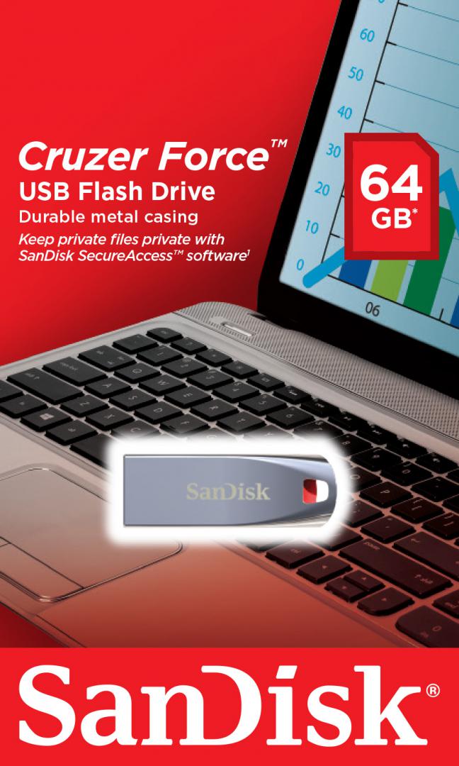 Memorie USB Flash Drive SanDisk Cruzer Force, 64GB, 2.0