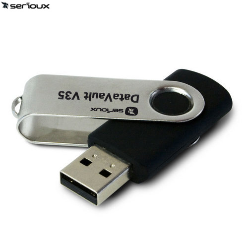 Serioux USB flash drive 8GB DataVault V35 black, swivel, USB 2.0
