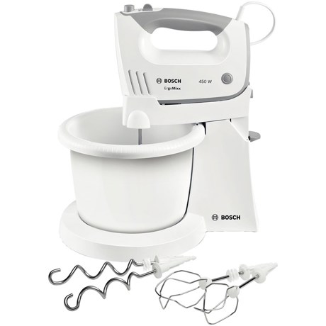 Mixer cu bol Bosch MFQ36460, 450 W, Motor DC, 5 trepte de viteza, Alb