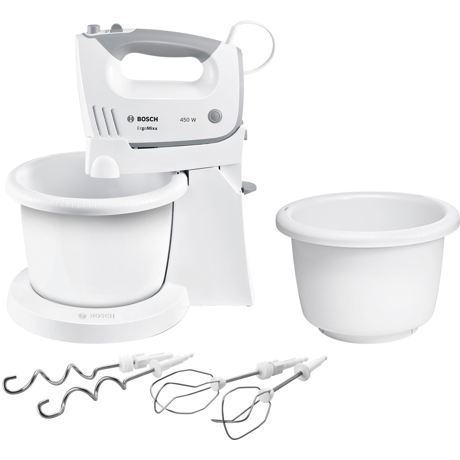 Mixer cu bol Bosch MFQ36465, 450 W, 5 trepte de viteza, Funcție Turbo, Alb
