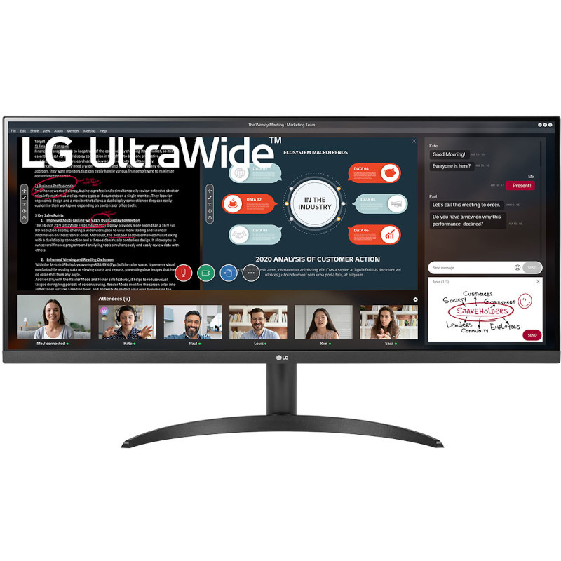 Monitor LG 34WP500-B, 34", UW FHD, 5 ms, AMD FreeSync, Flicker Safe, HDR10, Negru
