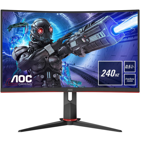 Monitor gaming curbat AOC C27G2ZU/BK, 27", Full HD, 0.5 ms, 240 Hz, HDMI, DisplayPort, USB, Negru/rosu