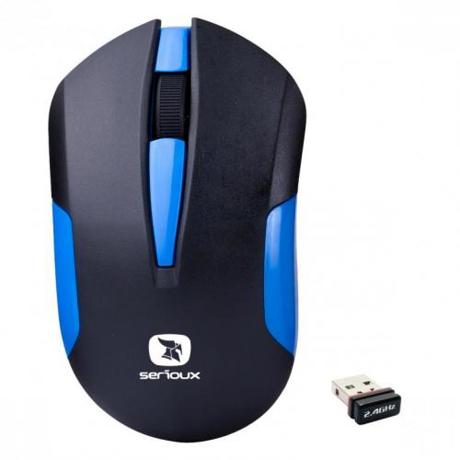 Mouse Serioux Drago300, fara fir, negru-albastru