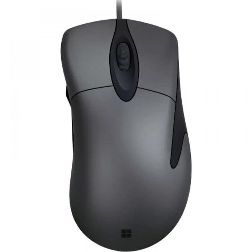 Mouse Microsoft Classic Intellimouse, USB 2.0 full speed, 5 butoane, Microsoft BlueTrack, Cu fir, Negru/Gri