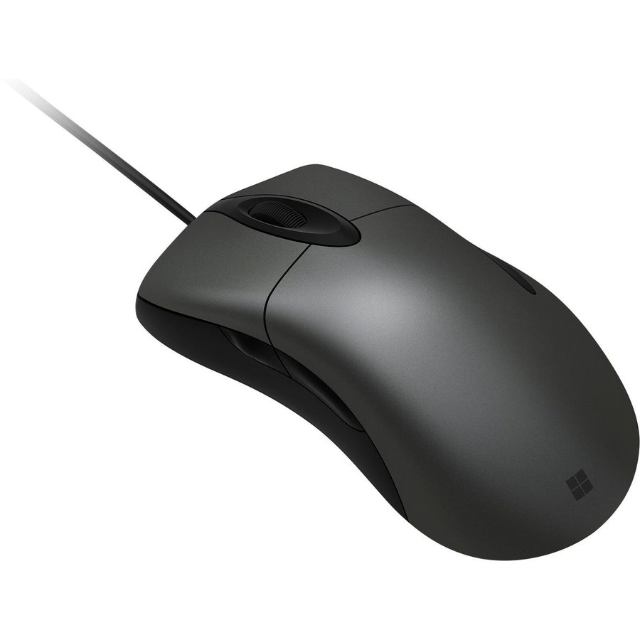 Mouse Microsoft Classic Intellimouse, USB 2.0 full speed, 5 butoane, Microsoft BlueTrack, Cu fir, Negru/Gri