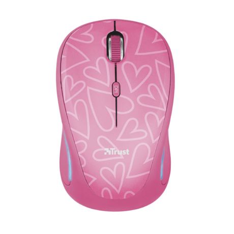 Mouse fara fir Trust Yvi, Optic, USB, 1600 DPI, Fara fir, Pink