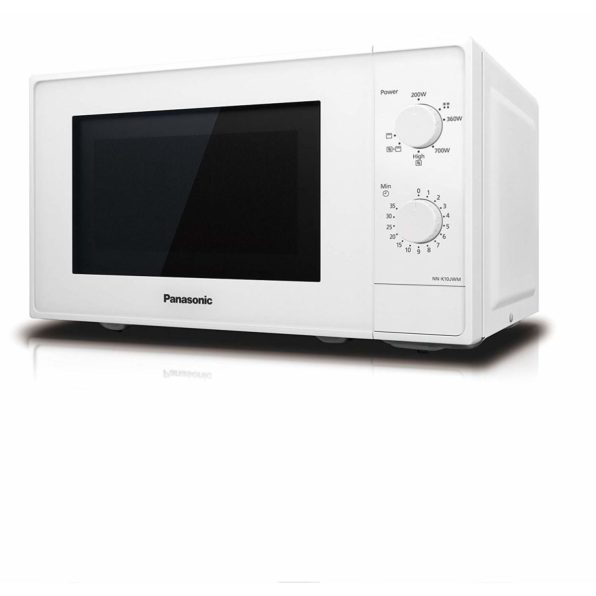 Cuptor cu microunde si cu gratar Panasonic NN-K10JWMEPG, 800 W, 20 de L, Functie dezghetare, Control mecanic, Alb