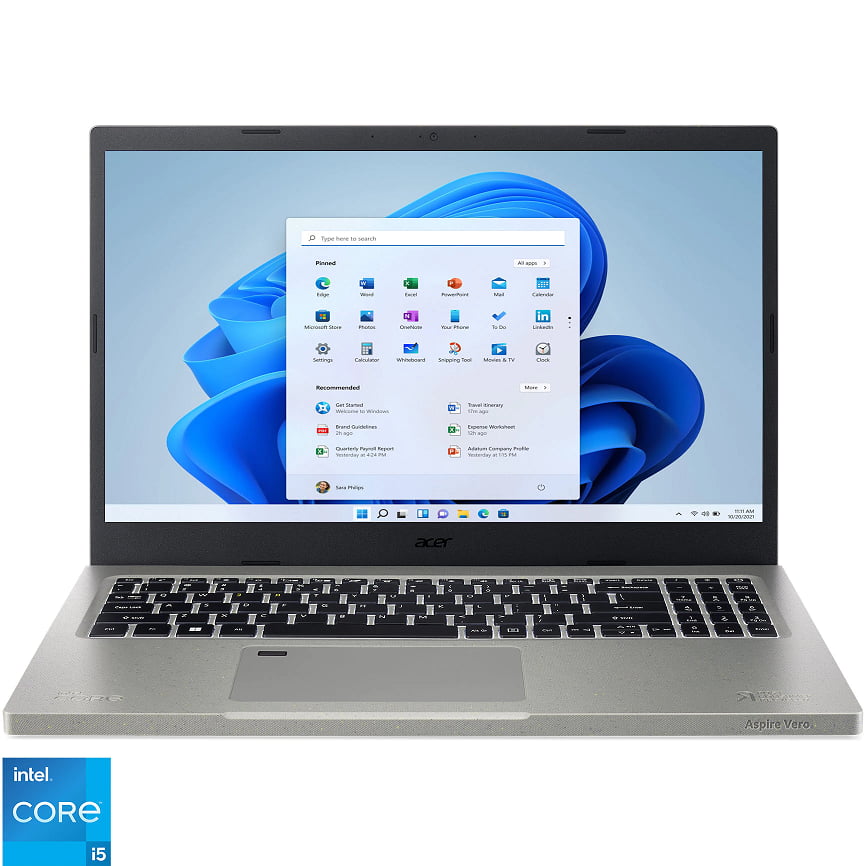 Laptop Acer Aspire Vero AV15-5, 15.6", Full HD, Intel® Core™ i5-1155G7, 8GB, 512GB SSD, Windows 11 Home
