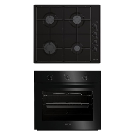 Set incorporabil Arctic AROSC21130BD, Cuptor multifunctional electric, 71 l + Plita cu 4 arzatoare gaz, 60 cm, Negru