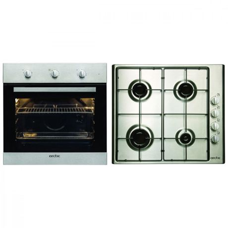 Set incorporabil Arctic AROSC22130XD, Cuptor multifunctional, 71 l + Plita cu 4 arzatoare gaz, 60 cm, Inox