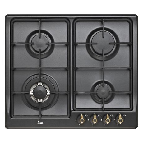 Plită incorporabila Teka EH 60 4G AI AL TR CI ANTHRACITE, Gaz, 4 zone de gătit, Arzător coroană triplă, Siguranţă flacără, Aprindere electrică, Grătare fontă, 60 cm, Negru-antracit rustic, 40225036