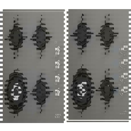 Plita incorporabila Arctic ARSGW64120SMG, Gaz, Control butoane, 4 arzatoare (1 wok), Aprindere integrata, Siguranta plita-Safety Plus, Suport gratare email mat, L 60 cm, Sticla de culoare Manhattan Grey