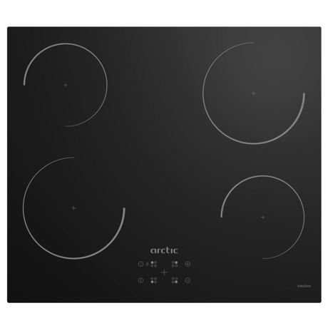 Plita incorporabila Arctic ARSI6440MTB, Inductie, Touch control, 4 zone de gatire, 9 trepte de putere, Oprire automata, Blocare display, L 60 cm, Negru