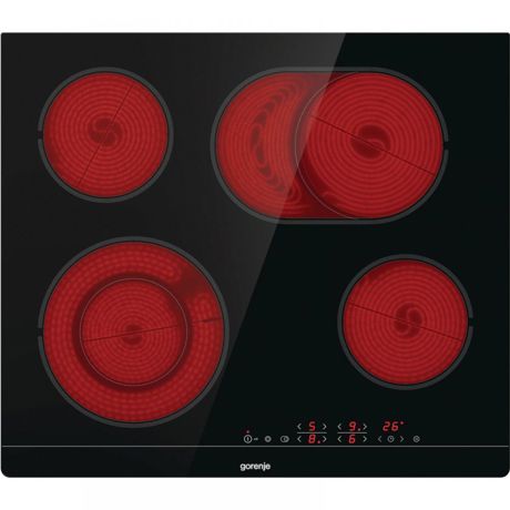 Plita incorporabila Gorenje ECT643SYB, Electrica, 4 zone de gatit, Touch control, Temporizator, StopGo, StayWarm, Funcţie BoilControl, 60 cm, Child lock, Vitroceramica, Negru