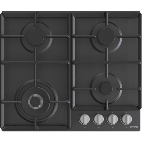 Plita incorporabila Gorenje GW641EXB, 4 arzatoare gaz, Arzator Wok, 60 cm, Gratare fonta, Negru