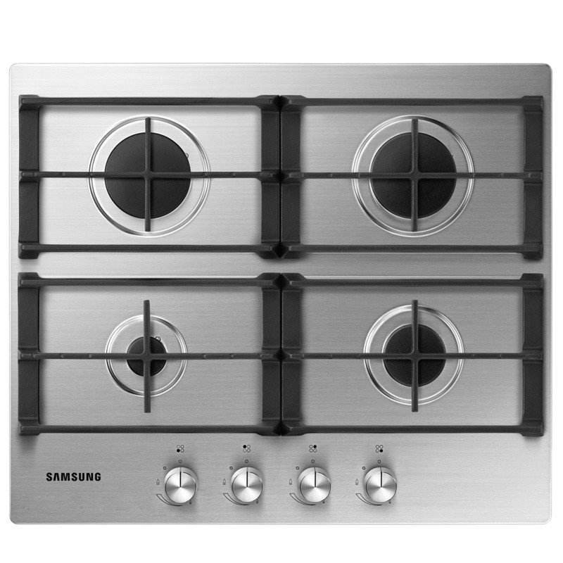 Plita incorporabila Samsung NA64H3010AS/L1, Gaz, 4 arzatoare, Grătare Fontă, 60 cm, Inox