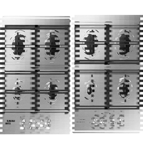 Plita incorporabila Samsung NA64H3010AS/L1, Gaz, 4 arzatoare, Grătare Fontă, 60 cm, Inox