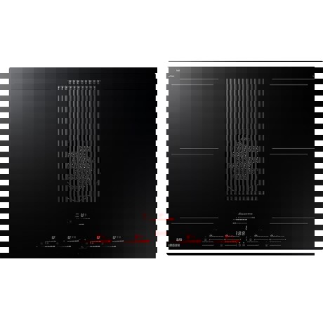 Plita incorporabila Samsung cu hota integrata NZ84T9747VK/UR, Inductie, 4 zone de gatit, 575 m3/h, Dual Flex Zone, Slide Touch Control, 15 trepte putere+Boost, Flex Zone, 83 cm, Negru